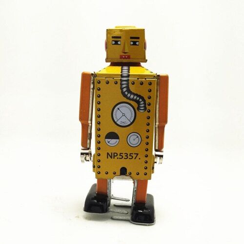 Jouet Mécanique À Remonter Pour Adulte, Collection Rétro, Métal, Étain, Robot Jaune, Jouet Mécanique, Horloge, Figurines, Modèle, Cadeau Pour Enfant