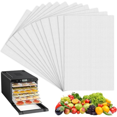 KALANKA-12 Feuilles de Déshydrateur en Silicone, Tapis de Déshydrateur Antiadhésifs, Réutilisables et Sans BPA pour Fruits, Légumes et Aliments, 37x29 cm