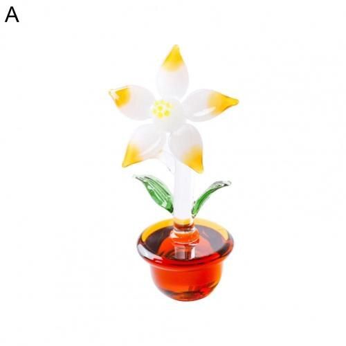 Mini Figurines de fleurs de Style japonais, verre exquis, jolie fleur artificielle pour décoration de maison, ornement en verre