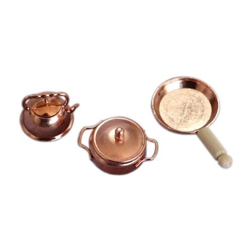 Articles De Cuisine Miniatures Portables Pour Maison De Poupée, 3 Pièces, En Métal