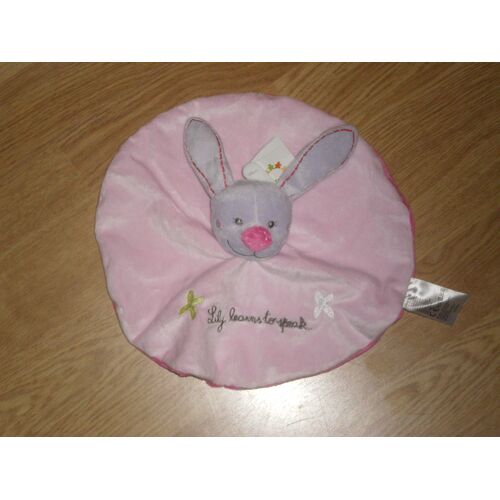 Doudou Peluche Kiabi Jogystar Lapin Rabbit Bunny Hase Lièvre Plat Rose Rond Lili Learns To Speak 