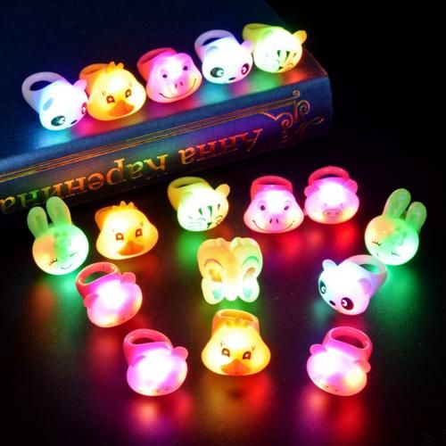 Anneau De Dessin Animé Animal Brille Dans La Nuit, Jouet Pour Enfants, Fournitures De Fête, Tellement Mignon, Simulation D'Anneau Pour Fête De Nuit, Lumière Led