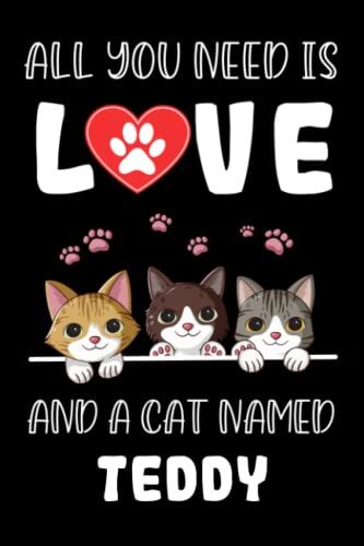 All You Need Is Love And A Cat Named Teddy: Perfect Notebook For Men, Women, Boys, And Who Love Cats, Loves Cats College Ruled Journals, Birthday/Christmas Notebook, Logbook, Journal, Bomposition Book