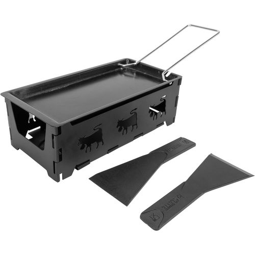 KALANKA-Appareil à Raclette rectangle en Acier inoxydable+ 2 spatules, 2 personnes, Noir