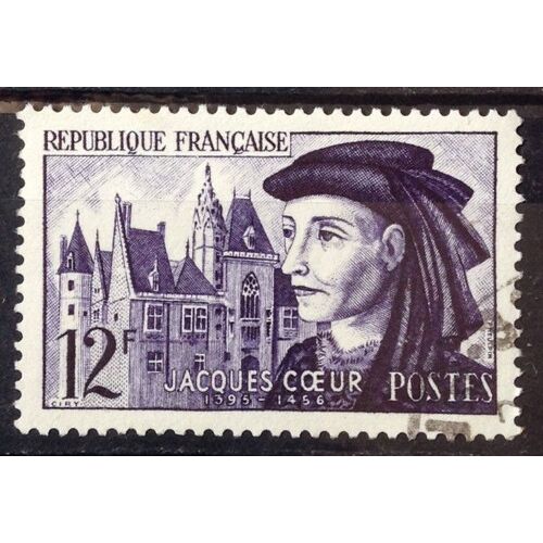 Jacques Coeur 12f (Très Joli N° 1034) Obl - France Année 1955 - Brn83 - N17166