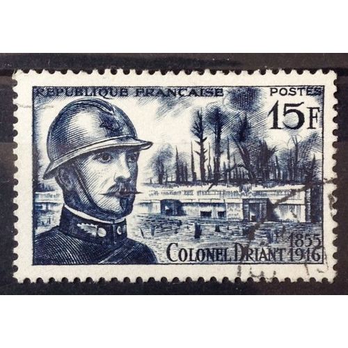 Colonel Driant 15f Bleu (Très Joli N° 1052) Obl - France Année 1956 - Brn83 - N23903