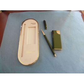 Stylo Bille Fin Et Briquet Vert Bronze Pour Sac A Main De Dame Monza
