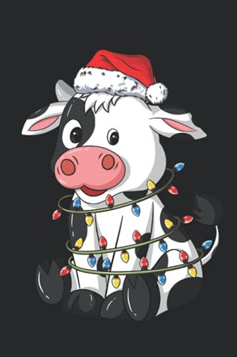Christmas Lights Cow Composition Book Notebook Journal Log Book | College Ruled 6x9 Inches, 110 Pages