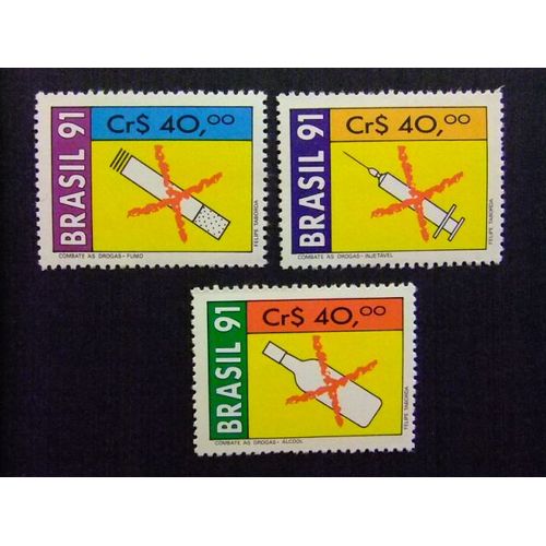 Brasil Brésil 1991 Contra Las Drogas Yvert Nº 2012 / 14 ** Mnh