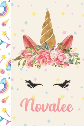 Novalee: Personalized Unicorn Notebook For Girls With Pink Name, Unicorn Sketchbook For Princesses, Perfect Magical Unicorn Gifts For Her As Drawing, ... 6 X 9 120 Pages. Doodle, Sketch, Create!