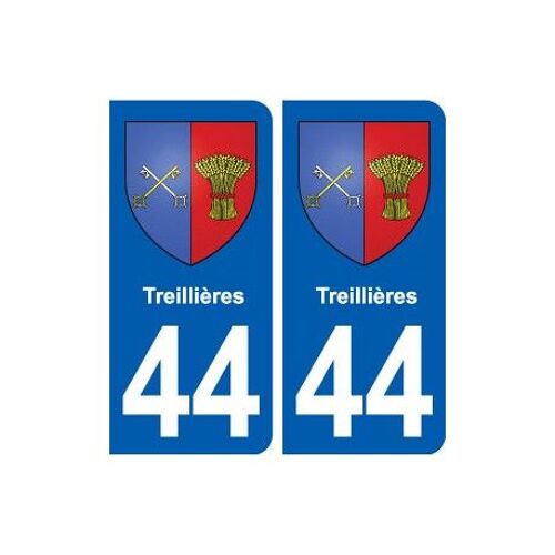 44 Treillières Blason Ville Autocollant Plaque Stickers - Couleur : Droits - Angles : Droits