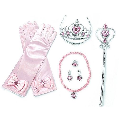 Ensemble D'accessoires Princesse Elsa Et Anna Pour Filles,Costume De Fête Pour Enfants,Aurora,Pepper,Sofia,Snow Flake,Baguette Magique,Couronne,Gants,Perruque Tressée - Type Set 08