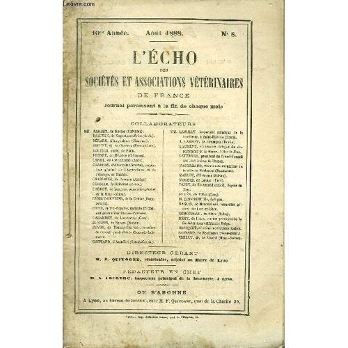 L'echo Des Societes Et Associations Veterinaires Août 1888