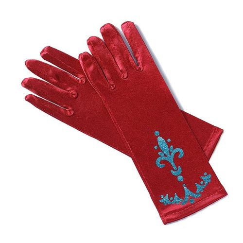 Gants De Couronne Elsa Pour Fille,Longs Doigts,Paillettes De 24cm,Vêtements Imprimés,Accessoires De Costume De Princesse Pour Fête D'halloween Pour Fille - Type Red