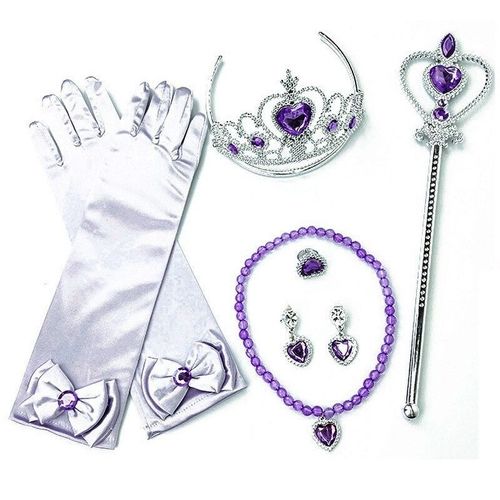 Ensemble D'accessoires Princesse Elsa Et Anna Pour Filles,Costume De Fête Pour Enfants,Aurora,Pepper,Sofia,Snow Flake,Baguette Magique,Couronne,Gants,Perruque Tressée - Type Set 07