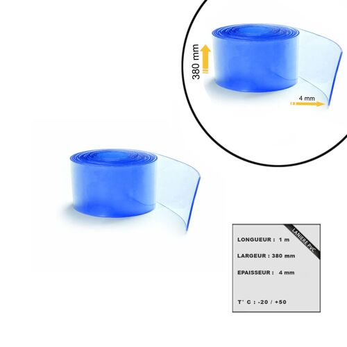 Lanière translucide PVC 380x4mm longueur 1m