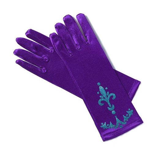Gants De Couronne Elsa Pour Fille,Longs Doigts,Paillettes De 24cm,Vêtements Imprimés,Accessoires De Costume De Princesse Pour Fête D'halloween Pour Fille - Type Purple