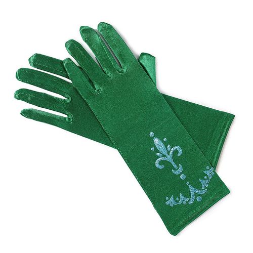 Gants De Couronne Elsa Pour Fille,Longs Doigts,Paillettes De 24cm,Vêtements Imprimés,Accessoires De Costume De Princesse Pour Fête D'halloween Pour Fille - Type Dark Green