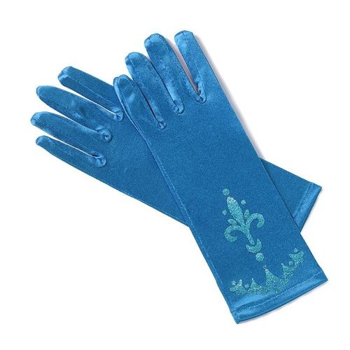 Gants De Couronne Elsa Pour Fille,Longs Doigts,Paillettes De 24cm,Vêtements Imprimés,Accessoires De Costume De Princesse Pour Fête D'halloween Pour Fille - Type Blue