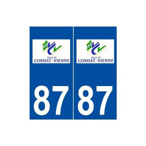 87 Condat-Sur-Vienne Logo Autocollant Plaque Stickers Ville - Couleur : Droits - Angles : Droits