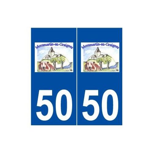 50 Montmartin-En-Graignes Logo Autocollant Plaque Stickers Ville - Couleur : Droits - Angles : Droits