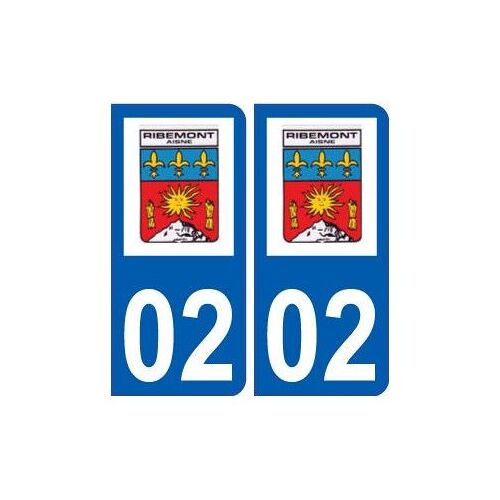 02 Ribemont Logo Ville Autocollant Plaque Sticker - Couleur : Arrondis - Angles : Arrondis