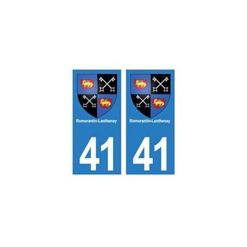 41 Romorantin-Lanthenay Autocollant Plaque Blason Armoiries Stickers Département Ville - Couleur : Droits - Angles : Droits