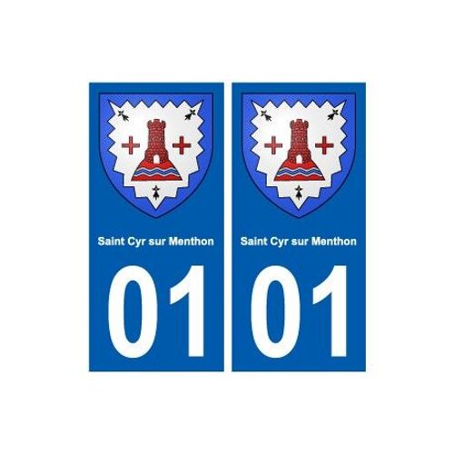 01 Saint Cyr Sur Menthon Ville Autocollant Plaque Sticker - Couleur : Droits - Angles : Droits