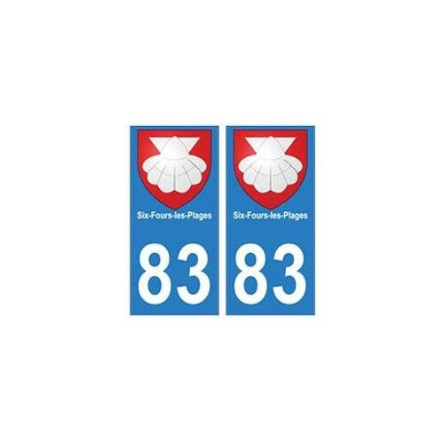 83 Six-Fours-Les-Plages Autocollant Plaque Immatriculation Ville - Couleur : Droits - Angles : Droits