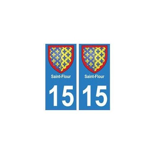 15 Saint-Flour Ville Autocollant Plaque - Couleur : Arrondis - Angles : Arrondis