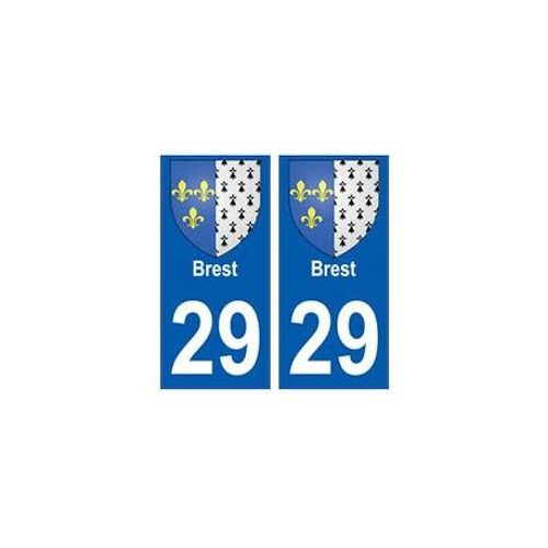 29 Brest Blason Autocollant Plaque Stickers Ville - Couleur : Arrondis - Angles : Arrondis