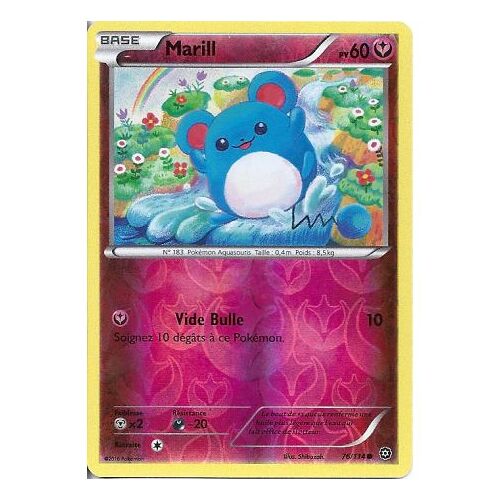 Carte Pokemon - Xy11 - Offensive Vapeur - Marill - Pv 60 - 76/114 - Holo Reverse - Vf