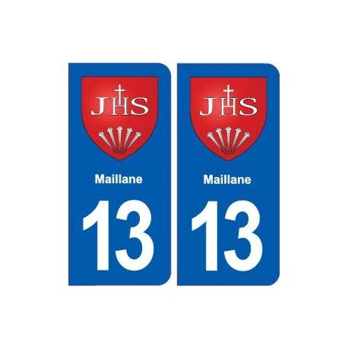 13 Maillane Blason Ville Autocollant Plaque Sticker - Couleur : Droits - Angles : Droits