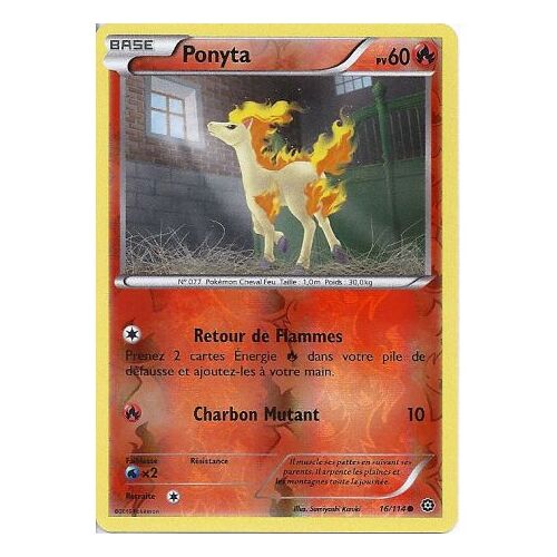 Carte Pokemon - Xy11 - Offensive Vapeur - Ponyta - Pv 60 - 16/114 - Holo Reverse - Vf
