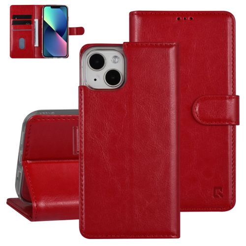 Uniq Accessory Étui Iphone 13 - Porte-Cartes Pour 3 Cartes - Fermeture Magnétique - Rouge