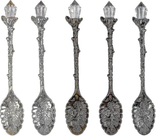 Rétro Cristal Antique Alliage Cuillère Café Thé Cuillère Ensemble (5 Pack)-Zzy