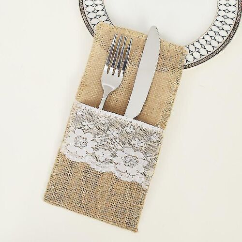 10pcs Couteaux En Toile De Jute Couteaux Fourchettes Sacs De Serviette