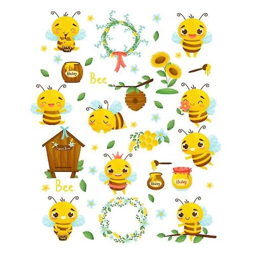 Autocollants Muraux Autocollants Autocollants Autocollants Imperméable À L'eau Pvc Abeille Printemps Fenêtres Autocollants De Carreaux Muraux Pour La Maison 2pcs