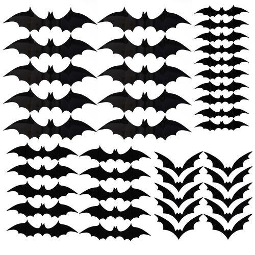 60 Pcs/Set Stickers Muraux Bats Conception Imperméable PVC Halloween Fenêtre S'accroche pour l'intérieur-ZZY