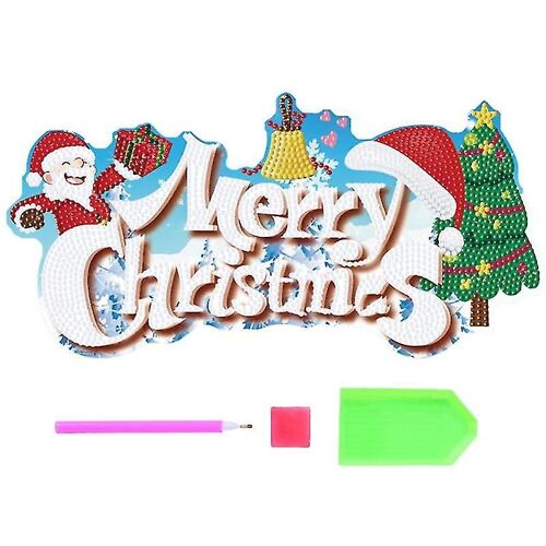 1 Set 5d Diamond Painting Stickers Christmas Letters Vibrant Color Hands Skill Improve Window Sticke