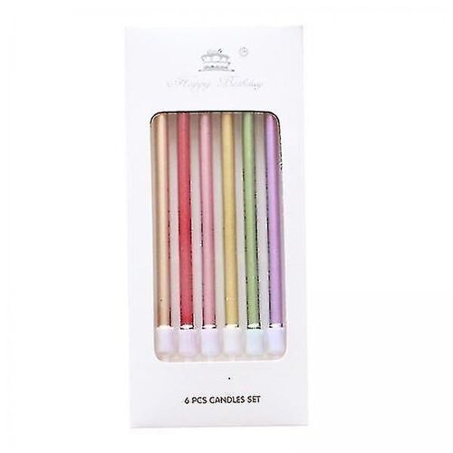 5x6pcs Bougies D'anniversaire Gâteau Toppers Long Fête D'anniversaire Photo Prop Multicolore-ZZY