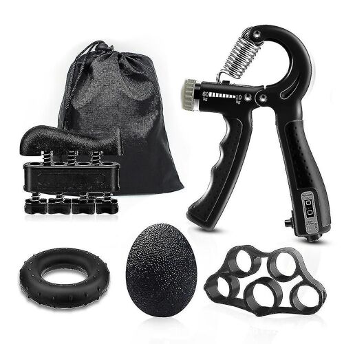 Renfort De Poignée De Main Noir, Kit D'entraînement D'entraîneur D'avant-Bras De Comptage (Paquet De 6), Renforcement De Poignée Réglable, Anneau De Préhension, Civière De Doigt 
