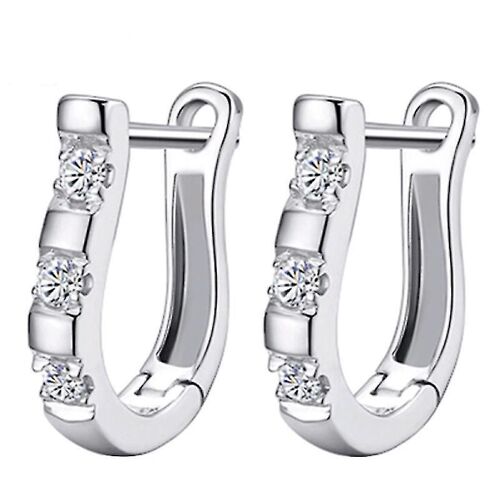 1 Paire De Boucles D'oreilles Clous De Luxe Blanc Plaqué Argent Harpe Pierres Précieuses Blanches Boucles D'oreilles Créoles Pour La Vie Quotidienne-Zzy