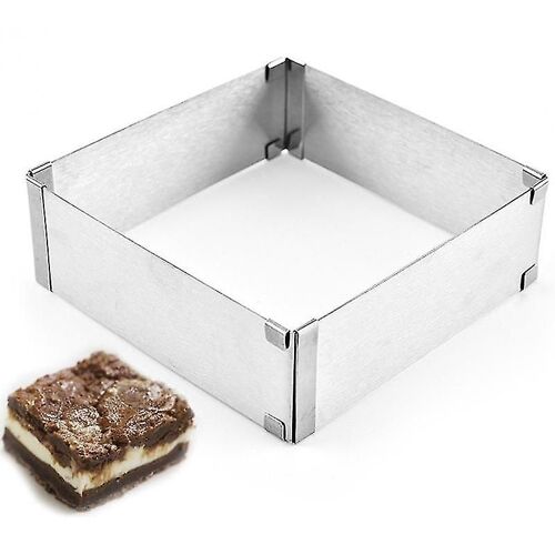 Grand Acier Inoxydable 3d Carré Mousse Anneau Réglable Gâteau Biscuit Cuisson Moule-Zzy