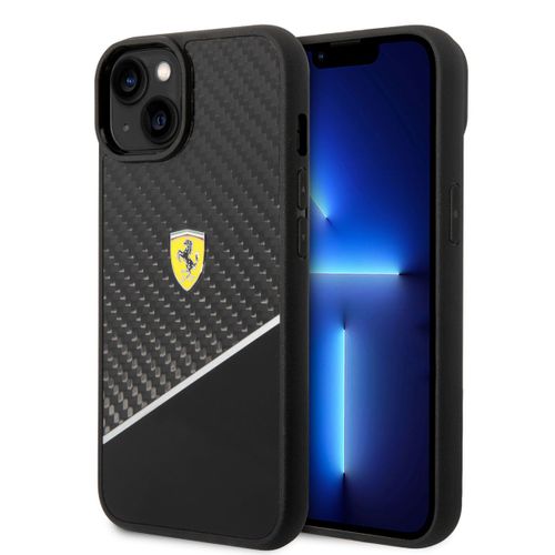 Ferrari Iphone 14 Hardcase Backcover - Carbon - Stripe - Black