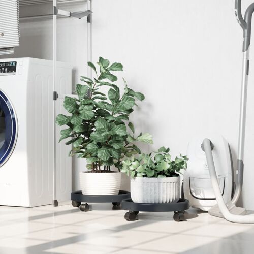 Vidaxl Chariots À Plantes Avec Roues 2 Pcs Gris Diamètre 34 Cm 35 Kg