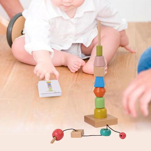 Jeu De Perles D'Enfilage, Cordes En Bois, Motricité Fine, Cadeau Pour Les Tout-Petits, Garçons Et Filles