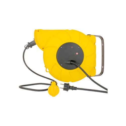 Enrouleur de câble électrique automatique avec terre / 16A / 3 x 1,5 mm2 / 20 m SEDEA  câble 3G1, 5 - 20 m étanche + coupe circuit (montage mural, IP 44)