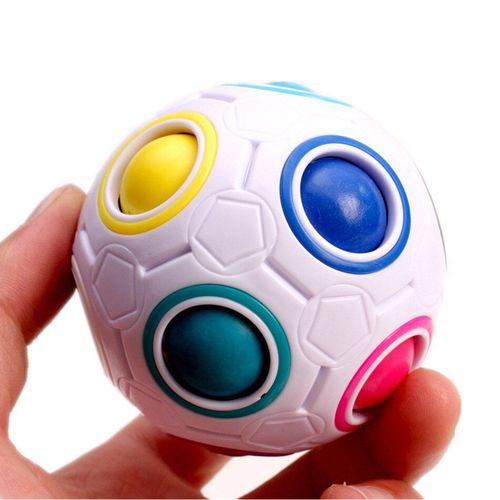 Cube Magique Sphérique, Puzzle Boule Arc-En-Ciel, Jouet En Plastique Pour Adultes Et Enfants, Jouets Éducatifs Créatifs D'Apprentissage De Football, Cadeaux Pour Enfants