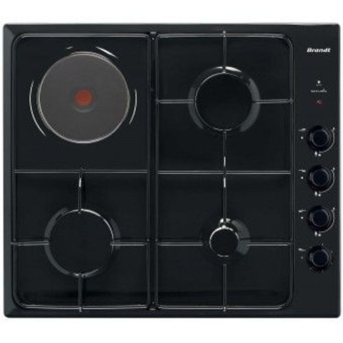 Brandt BPE6411BM - Table de cuisson gaz et électrique - 4 plaques de cuisson - Niche - largeur : 56 cm - profondeur : 49 cm - noir